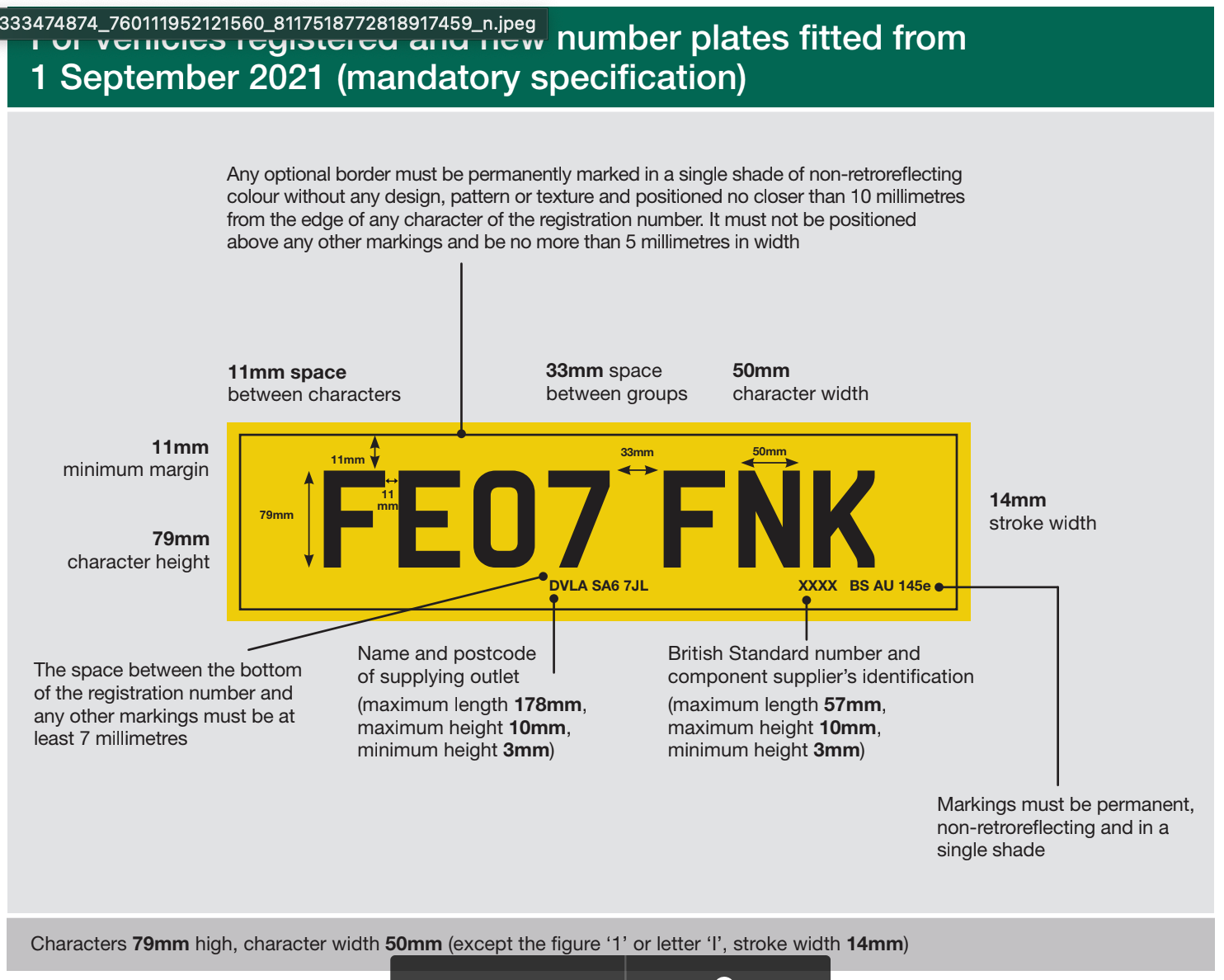 Road Legal Number Plate Spacing